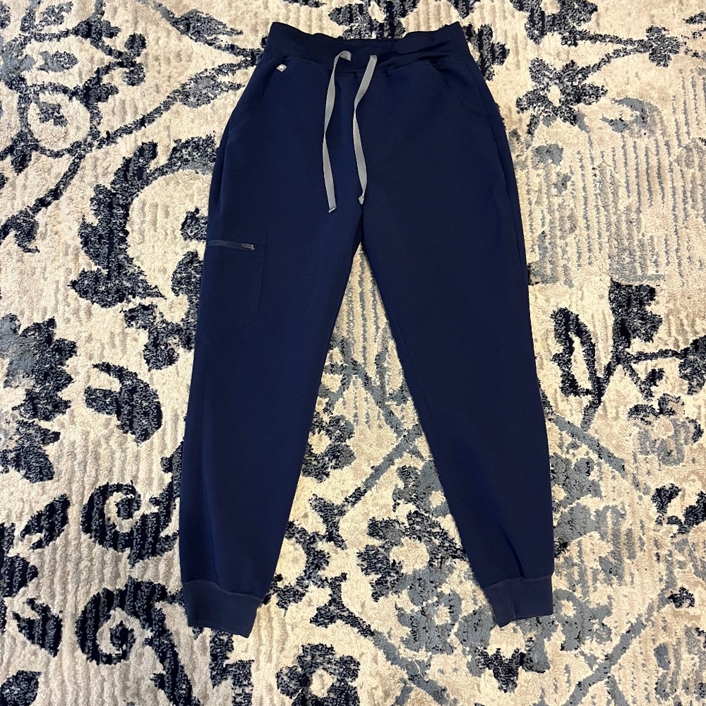 High Waisted Zamora Jogger Scrub Pants (Navy)